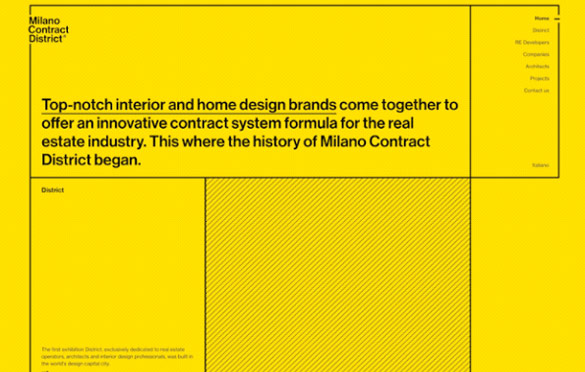 رنگ زرد در طراحی سایت Milano Contract District